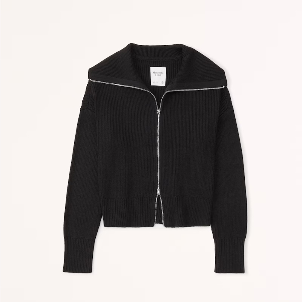 ABERCROMBIE DOUBLE ZIP RIBBED CARDIGAN
